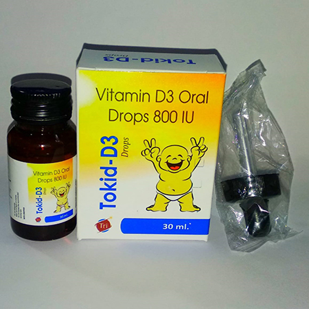 Product Name: Tokid D3, Compositions of Tokid D3 are Vitamin D3 Oral Drops 800 IU - Triglobal Lifesciences (opc) Private Limited
