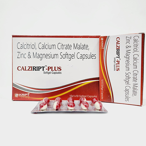 Product Name: Calziript Plus, Compositions of Calziript Plus are Calcitriol Calcium Citrate Malate Zinc & Magnesium Softgel Capsules - Kript Pharmaceuticals