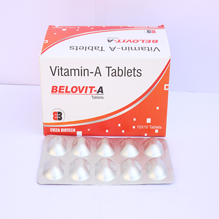 Product Name: Belovit A, Compositions of Belovit A are Vitamin A Tablets - Eviza Biotech Pvt. Ltd