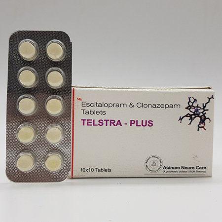 Product Name: Telstra Plus, Compositions of Telstra Plus are Escitalopram and Clonazepam Tablets - Acinom Healthcare