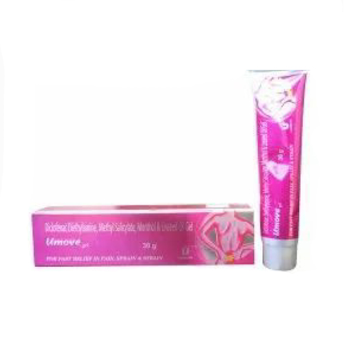 Product Name: Umove Gel, Compositions of are Diclofenac Diethylamine,  Methyl Salicylate Menthol &  Linseed Oil Gel - Unigrow Pharmaceuticals