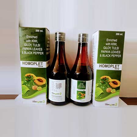 Product Name: Homoplet, Compositions of Homoplet are Enriched with Kiwi Giloy,Tulsi Papaya Leaves & Black Pepper - Abigail Healthcare