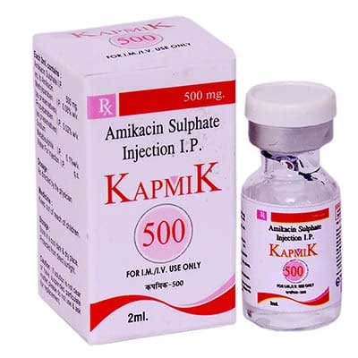 Product Name: Kapmik 500, Compositions of are AMIKACIN SULPHATE 500mg -2ml - ISKON REMEDIES