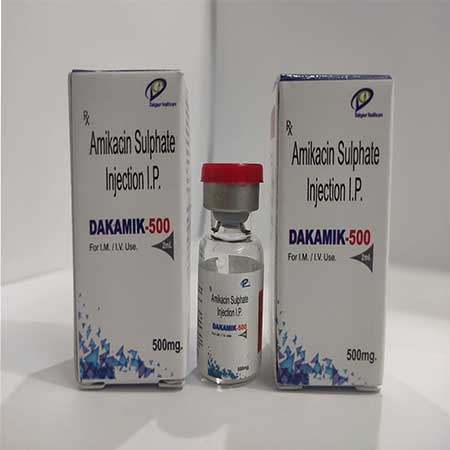 Product Name: Dakamic 500, Compositions of Dakamic 500 are Amikacin Sulphate Injection I.P. - Dakgaur Healthcare