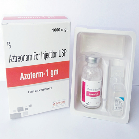 Product Name: Azterm 1gm, Compositions of are Aztreonam for injection USP - Levent Biotech Pvt. Ltd