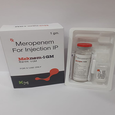 Product Name: Meknem, Compositions of Meknem are Meropenem For Injection IP - Kryptomed Formulations Pvt Ltd
