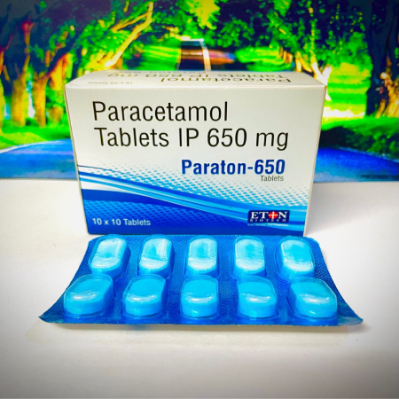 Product Name: Paraton 650, Compositions of Paraton 650 are Parcetamol Tablets IP 650 mg - Eton Biotech Private Limited