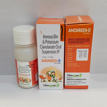 Product Name: Amoxreen D, Compositions of Amoxreen D are Amoxicillin & Potassium Clavulanate Oral Suspension Ip - Abigail Healthcare