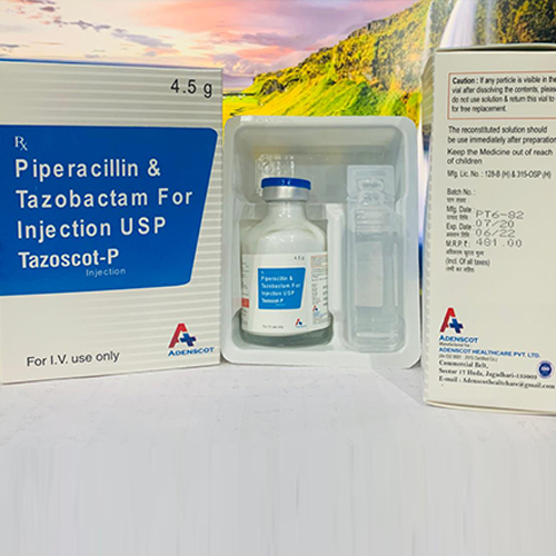 Product Name: Tazoscot P, Compositions of Tazoscot P are Piperacillin  & Tazobactam Injection USP - Adenscot Healthcare Pvt. Ltd.