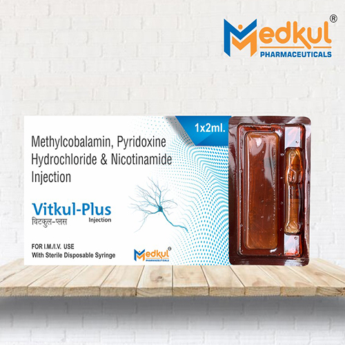 Product Name: Vitkul Plus, Compositions of Vitkul Plus are Methylcobalamin,Pyridoxine Hcl & Nicotinamide Injections - Medkul Pharmaceuticals