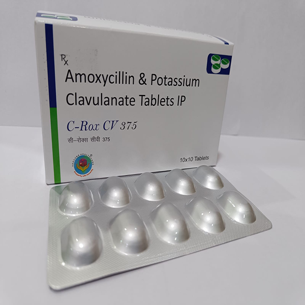 Product Name: C ROX CV 375, Compositions of C ROX CV 375 are Amoxycillin & Potassium Clavulanate Tablets IP - Veecube Healthcare Private Limited