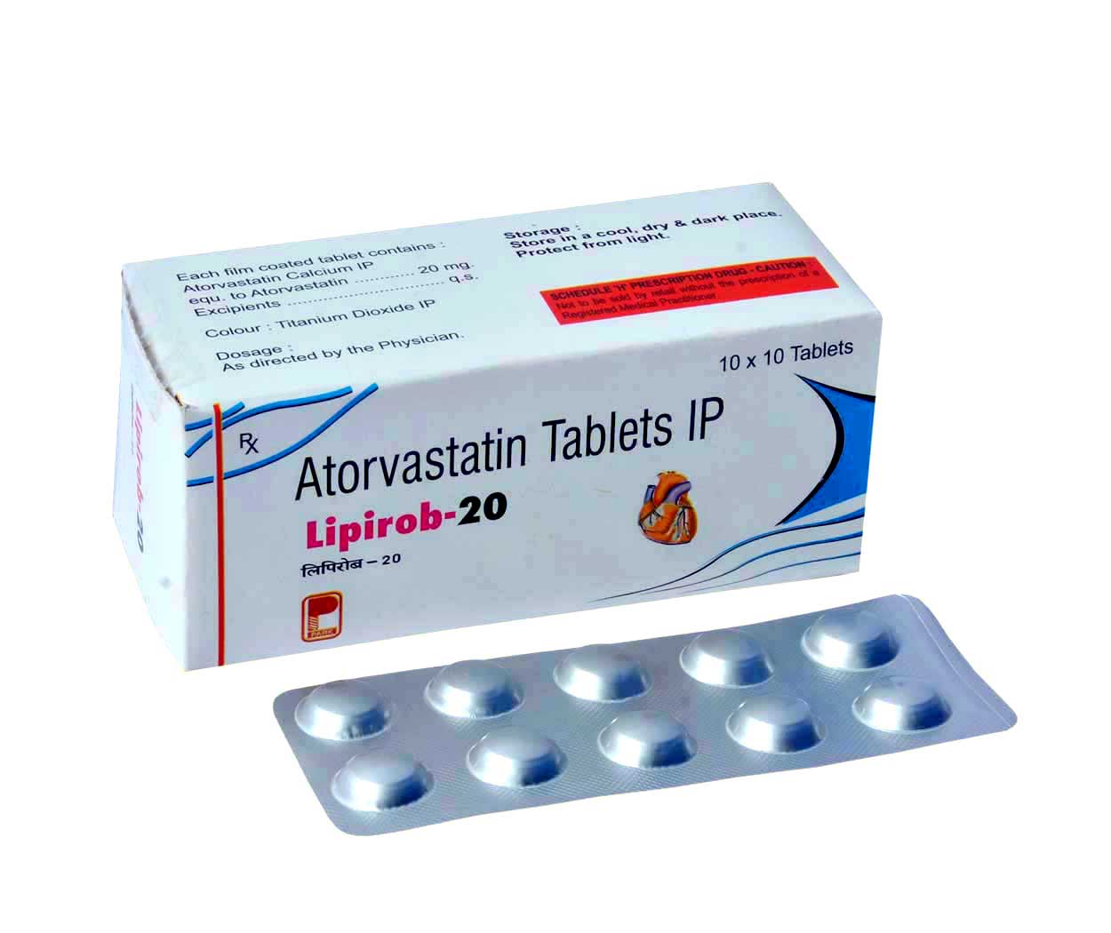 Product Name: Lipirob 20, Compositions of Lipirob 20 are Atorvastatin Tablets IP - Park Pharmaceuticals