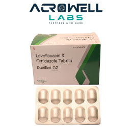 Product Name: Daniflox OZ, Compositions of Daniflox OZ are Levofloxacin and Ornidazole Tablets IP - Acrowell Labs Private Limited