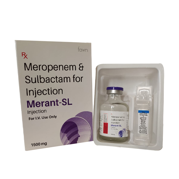 Product Name: MERANT SL 1500, Compositions of Meropenem 1gm + Sulbactum 500mg are Meropenem 1gm + Sulbactum 500mg - Fawn Incorporation