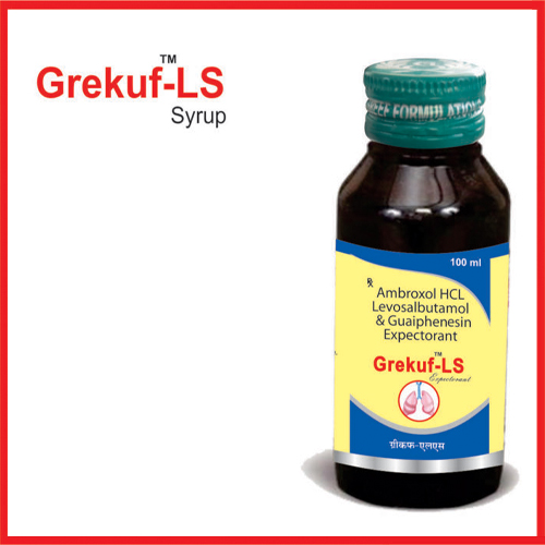 Product Name: Grekuf LS, Compositions of Grekuf LS are Ambroxol Hcl,Levosulbutamol & Guaiphenesin Expectorent - Greef Formulations
