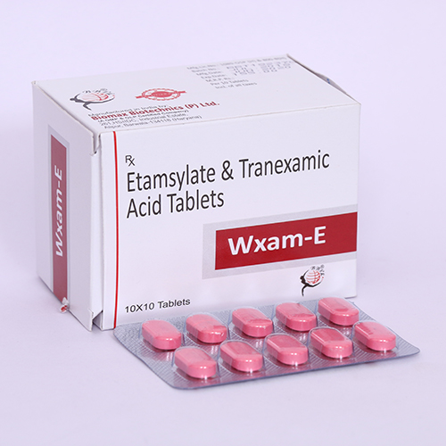 Product Name: WXEM E, Compositions of WXEM E are Etamsylate & Tranexamic Acid Tablets - Biomax Biotechnics Pvt. Ltd