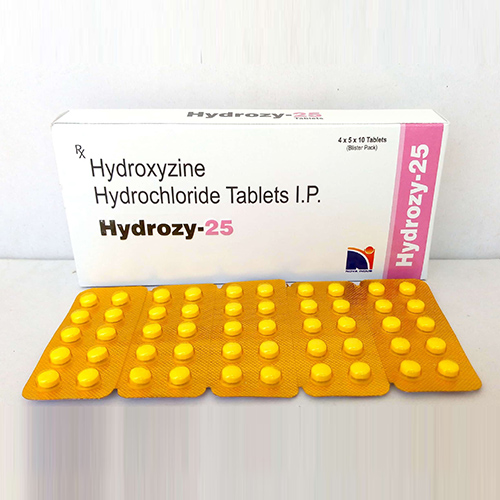 Product Name: Hydrozy 25, Compositions of Hydrozy 25 are Hydroxyzine Hydrochloride Tablets I.P. - Nova Indus Pharmaceuticals