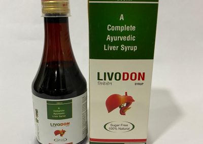 Product Name: Livodon, Compositions of Livodon are Ayurvedic Liver Formulations Syrup with cartoon pack - Medofy Pharmaceutical