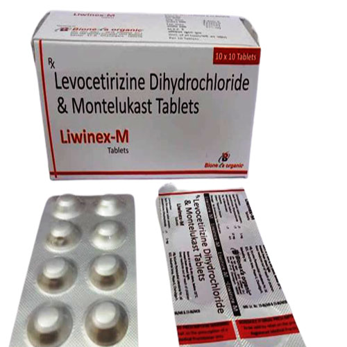 Product Name: Liwinex M, Compositions of Liwinex M are LEVOCETIRIZINE 5 MG  MONTELUKAST 10 MG   - Bionexa Organic