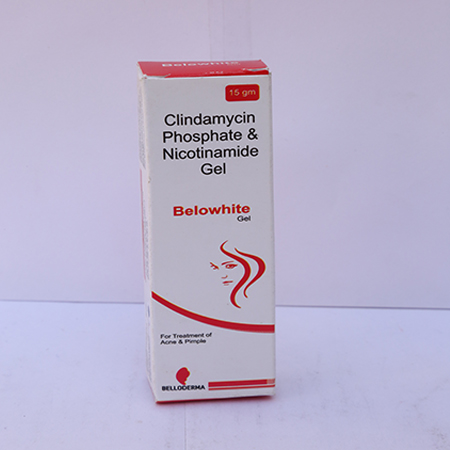 Product Name: Bellowhite, Compositions of Bellowhite are Clindamycin Phosphate & Nicotinamide Gel - Eviza Biotech Pvt. Ltd