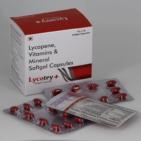 Product Name: Lycotry +, Compositions of Lycotry + are Lycopene, VItamins & Mineral Softgel Capsules - Biodiscovery Lifesciences Pvt Ltd