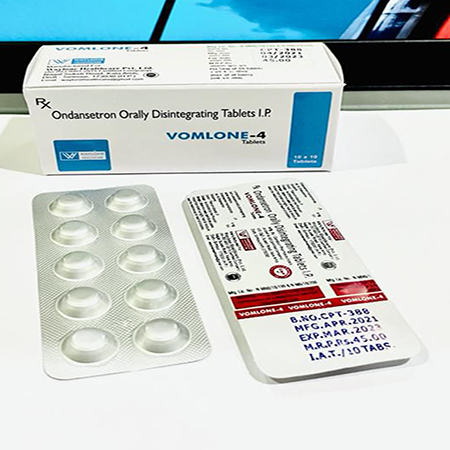 Product Name: Vomlone 4, Compositions of Vomlone 4 are Ondansetron Orally Disintegrating Tablets - Waylone Healthcare