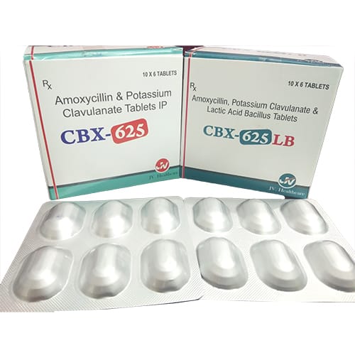 Product Name: CBX 625, Compositions of CBX 625 are Amoxycillin and Potassium Clavulanate Tablets IP - JV Healthcare