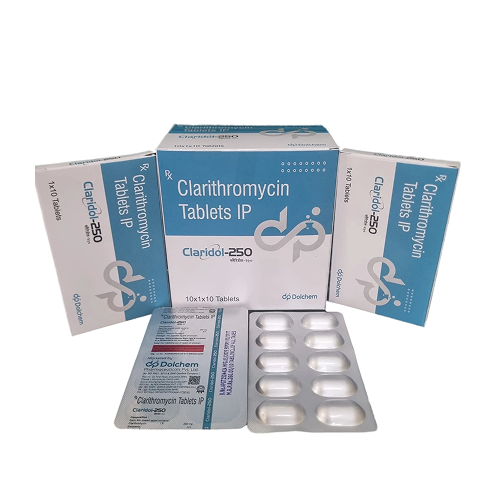 Product Name: Claridol 250, Compositions of Claridol 250 are Clarithromycin Tablets IP - Dolchem Pharmaceuticals Private Limited