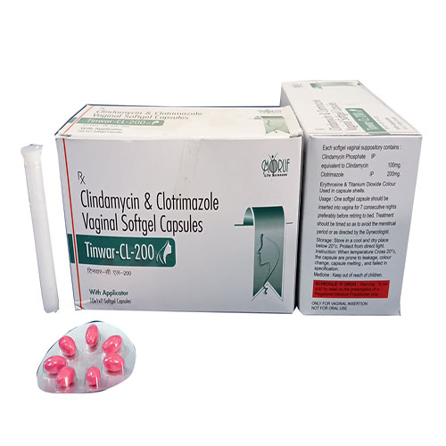 Product Name: Tinwar Cl 200, Compositions of Tinwar Cl 200 are Clindomycin & Clotrimazole Vaginal Softgel Capsules - Arlak Biotech
