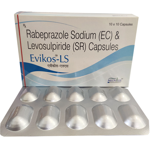 Product Name: Evikos LS, Compositions of Evikos LS are Rabeprazole Sodium (EC) & Levosulpride (SR) Capsules - Medville Healthcare