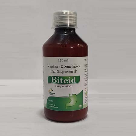 Product Name: Bitcid, Compositions of Bitcid are magaldrate and simethicone oral suspension IP - Biotanic Pharmaceuticals