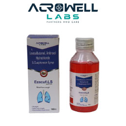 Product Name: Ezacuf LS, Compositions of Ezacuf LS are Levosalbutamol, Ambroxol Hydrochloride & Guaifenesin syrup - Acrowell Labs Private Limited