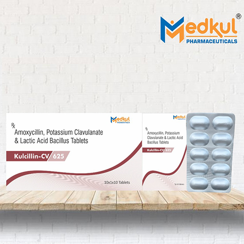Product Name: Kucillin CV 625, Compositions of Kucillin CV 625 are Amoxylin,Potassium Clavulanate with Lactic Acid Basillus Tablets - Medkul Pharmaceuticals
