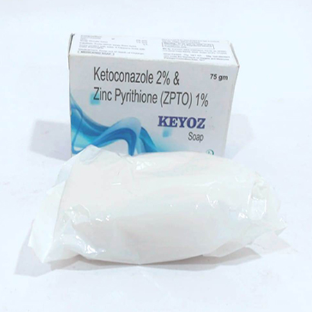 Product Name: KEYOZ SOAP, Compositions of KEYOZ SOAP are Ketoconazole 2% & Zinc Pyrithicone (ZPTO) 1% - Ozenius Pharmaceutials