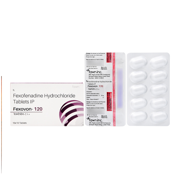 Product Name: MAYFEX 120, Compositions of MAYFEX 120 are Fexofenadine I.P. 120 mg. - Fawn Incorporation