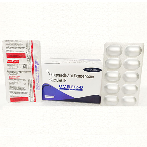 Product Name: OMELEEZ D, Compositions of OMELEEZ D are Omeprazole And Domperidone Capsules IP - Bluepipes Healthcare
