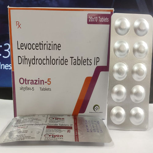 Product Name: Otrazin 5, Compositions of Otrazin 5 are Levocetirizine Dihydrochloride - Oriyon Healthcare