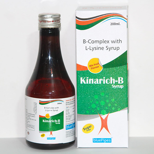 Product Name: KINARICH B SYRUP, Compositions of KINARICH B SYRUP are B-Complex with L-Lysine Syrup - Bluepipes Healthcare