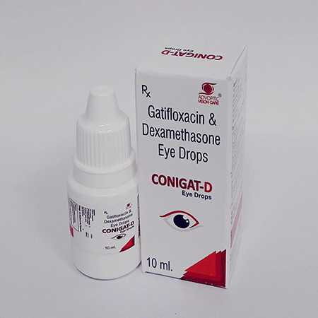 Product Name: Conigat D, Compositions of Conigat D are Gatifloxacin & Dexamethasone Eye Drops - Ronish Bioceuticals