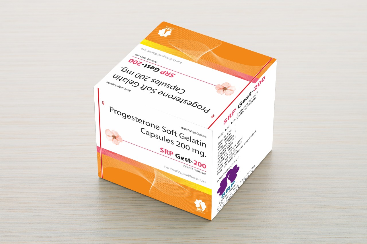 Product Name: SRP GEST 200, Compositions of are progesterone soft gelatin  - Cynak Healthcare