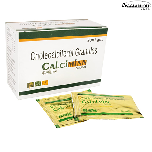 Product Name: Calciminn, Compositions of Calciminn are Cholecalciferol Granules - Accuminn Labs