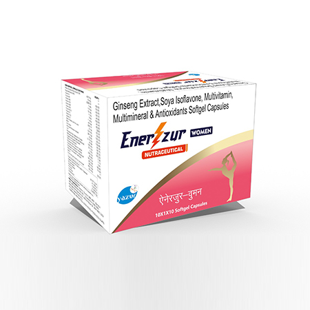Product Name: Enerzur Women, Compositions of Enerzur Women are Ginseg with Multivitamin,Multimineral & Anti-oxidant Softgel Capsules - Yazur Life Sciences