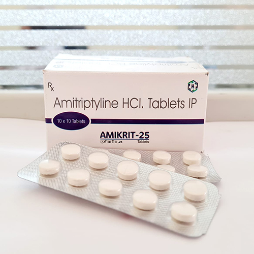 Product Name: Amikrit 25, Compositions of Amikrit 25 are Amitriptyline HCL Tablets IP - Kriti Lifesciences