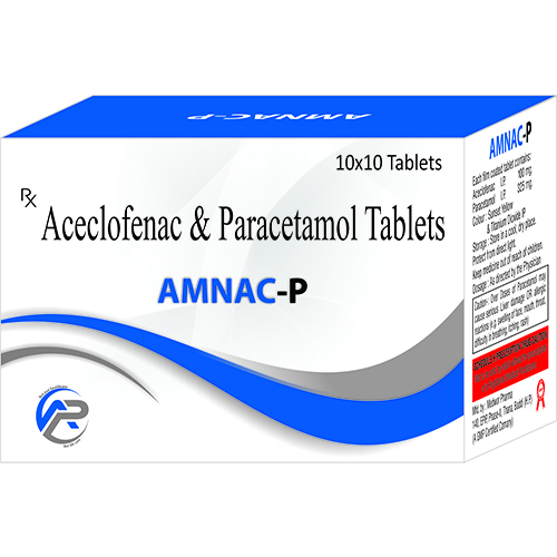 Product Name: Amnac P, Compositions of Amnac P are Aceclofenac & Paracetamol Tablets - Ambrosia Pharma