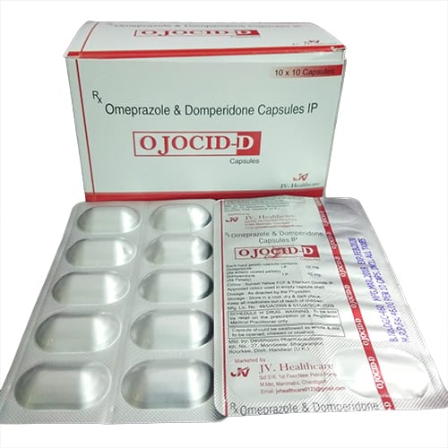 Product Name: OJOCID D Capsules, Compositions of are Omeprazole20mg Domperidone10mg - JV Healthcare