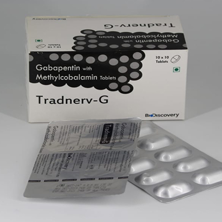 Product Name: Tradnerv G, Compositions of Tradnerv G are Gabapentin with Methylcobalamin Tablets - Biodiscovery Lifesciences Pvt Ltd