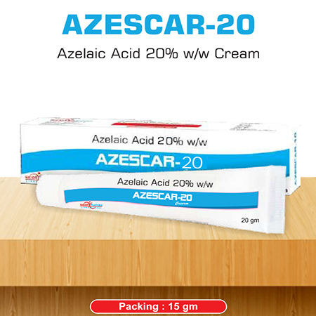 Product Name: Azescar 20, Compositions of Azescar 20 are Azelaic Acid 20% w/w Cream - Scothuman Lifesciences