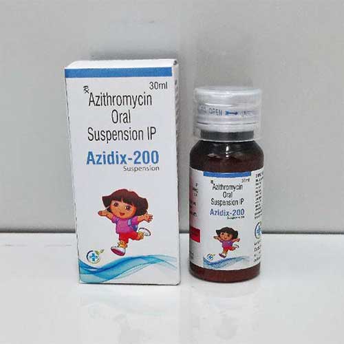 Product Name: Azidix 200, Compositions of Azidix 200 are Azithromycin Oral Suspension IP - Caddix Healthcare