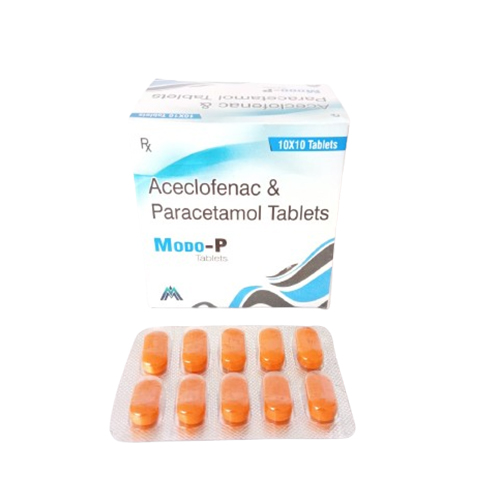 Product Name: MODO P, Compositions of MODO P are Aceclofenac & Paracetamol Tablets - Medlo Biotech