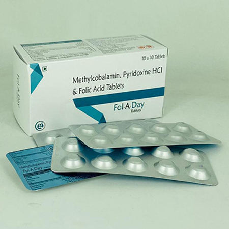Product Name: Fol A Day, Compositions of Fol A Day are Methylcobalamin, Pyridoxine HCL & Folic Acid Tablets - Biodiscovery Lifesciences Pvt Ltd